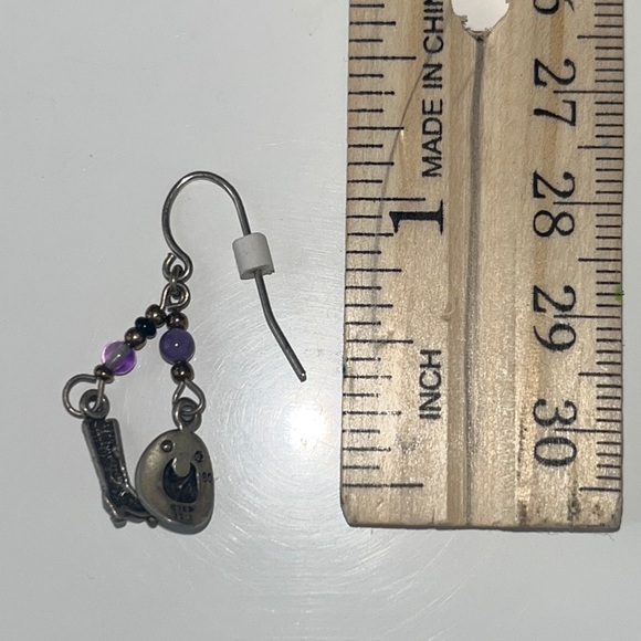 Western Charm Silver and Purple Beaded Dangle Earrings, #western #cowgirl - Picture 5 of 5